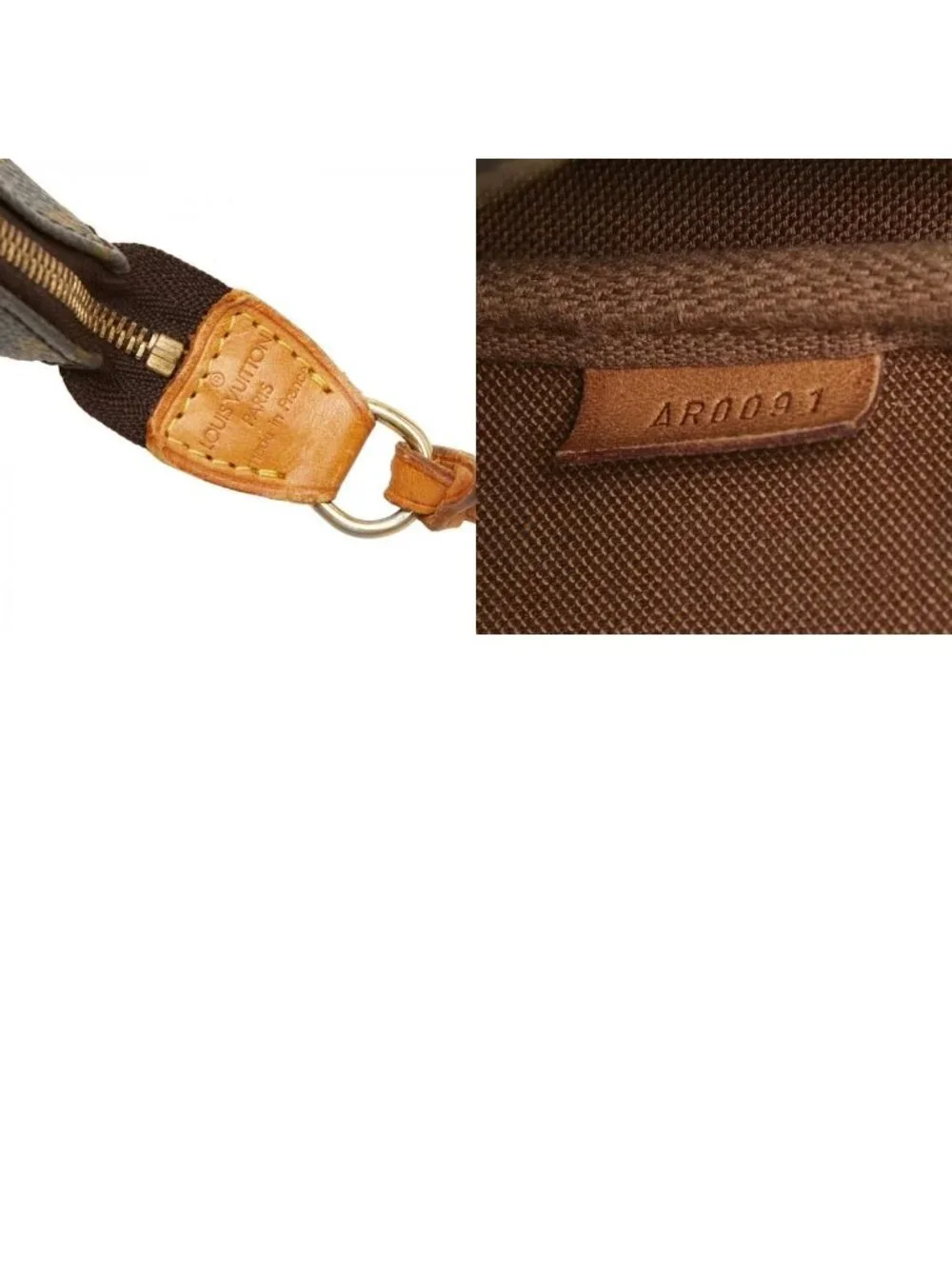 Louis Vuitton Monogram Pochette Handbag Pouch Brown Leather